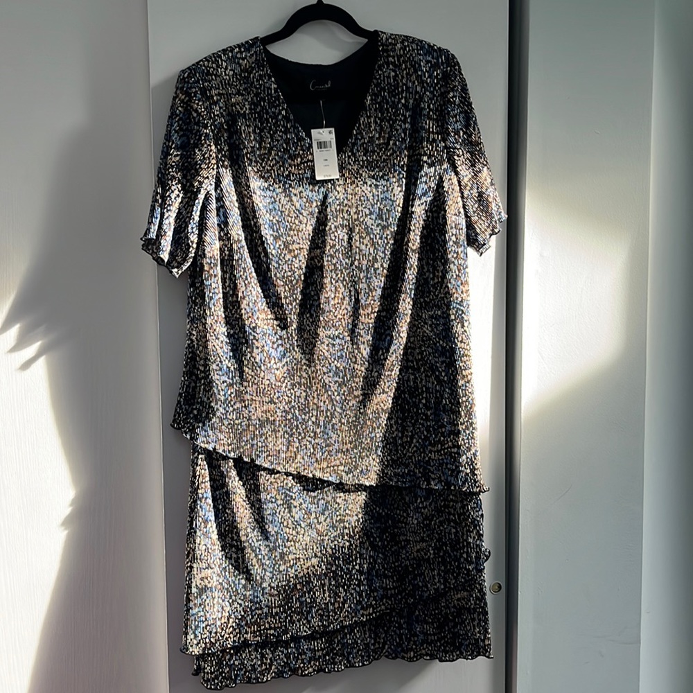 Connected Tiered Pleated Sheath Dress